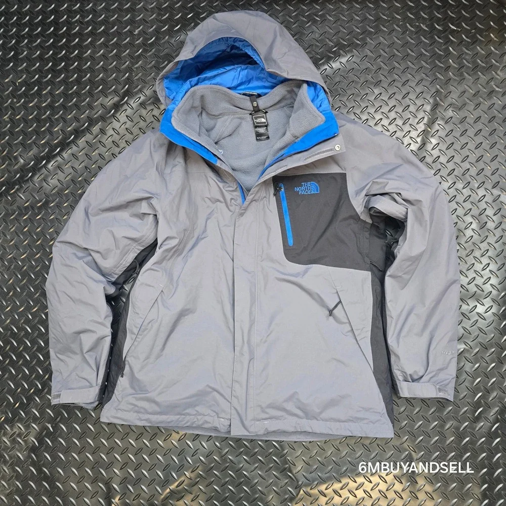 The North Face HyVent Atlas Triclimate Jacket Gray Blue LG 3-in-1‎ Large